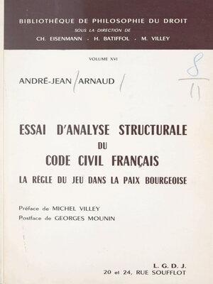 cover image of Essai d'analyse structurale du Code civil français